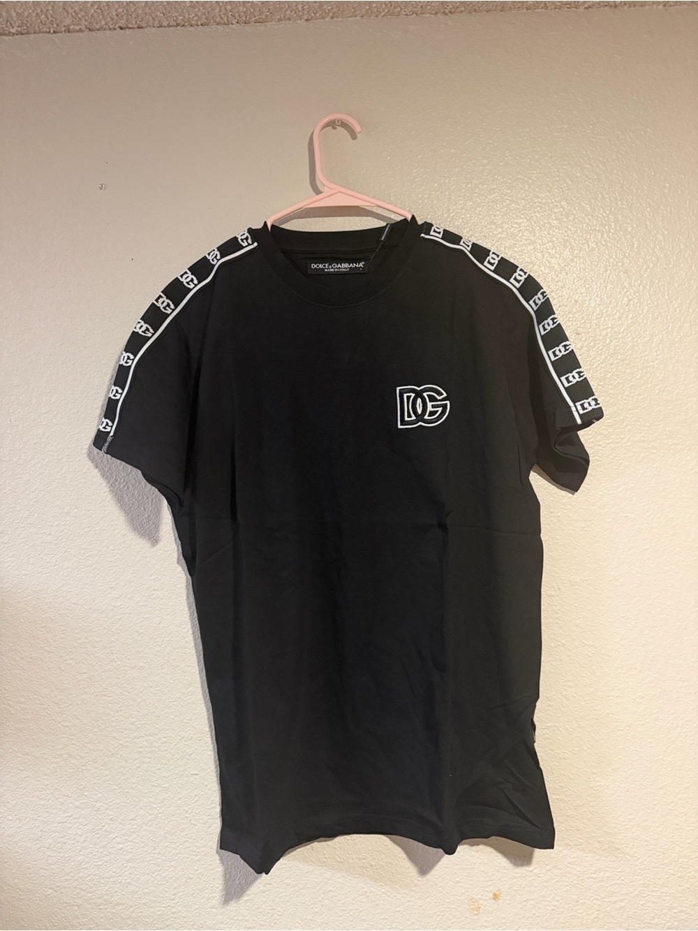 Dolce & Gabbana Black Tee with White Logo Tape - Picture 5 of 7